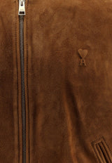 AMI PARIS Suede Leather Jacket Brown HJK152LH0059282_TABAC_70231750