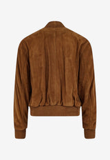 AMI PARIS Suede Leather Jacket Brown HJK152LH0059282_TABAC_70231750
