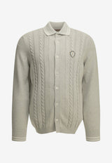 Brunello Cucinelli Cable Knit Logo Cardigan Gray M28707925TCI807_2a5f6682-8af9-455f-9d90-9fee8ee98a5b