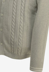 Brunello Cucinelli Cable Knit Logo Cardigan Gray M28707925TCI807_2a5f6682-8af9-455f-9d90-9fee8ee98a5b