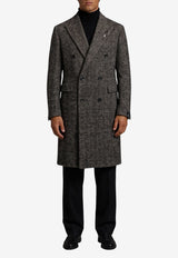 Tagliatore Double-Breasted Herringbone Wool Blend Coat Gray C-LD10B-340218-EN837