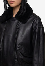 Ivy Oak Lolaila Lane Leather Bomber Jacket Black IO118071-30600079-BK999