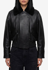 Ivy Oak Lolaila Lane Leather Bomber Jacket Black IO118071-30600079-BK999