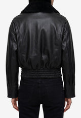 Ivy Oak Lolaila Lane Leather Bomber Jacket Black IO118071-30600079-BK999