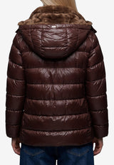 Herno Faux Fur-Trimmed Ultralight Down Jacket Brown PI002312D\-12017Z-8810