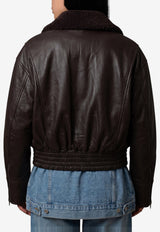 Ivy Oak Lolaila Lane Leather Bomber Jacket Brown IO118071-30600079-BR289