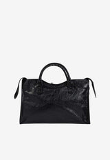 Medium Le City Crinkled Leather Shoulder Bag