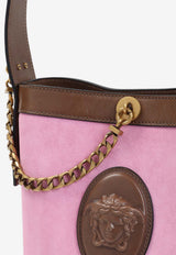 Mini Pivot Bucket Bag in Leather and Suede