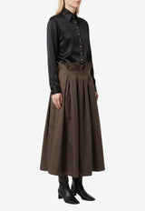 Khaite Ivy Long-Sleeved Satin Shirt Black 24824120--200