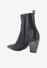 Brunello Cucinelli Precious 85 Leather Ankle Boots Black MZSKC2600C101_BLACK_70014704