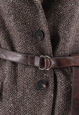 Brunello Cucinelli Herringbone Belted Wool Vest Brown MG5667253C004_BROWN BLACK_70014780