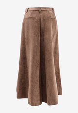 Brunello Cucinelli Fluid Corduroy Midi Flute Skirt Brown MG547G4099C9812_CHOCOLATE_70014843