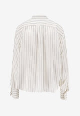 Brunello Cucinelli Striped Silk Shirt White MH770M2A06C001_WHITE BLACK_70014849