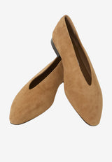 Jimmy Choo Margot Suede Pointed-Toe Flats Brown MARGOT FLAT-SUE-TOFFEE