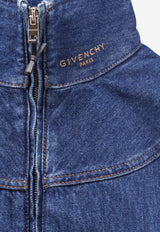 Givenchy Logo Embroidered High-Neck Denim Jacket Blue BW00W5517B420_Medium Blue_66335856