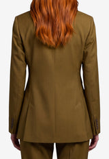 Max Mara Patio Single-Breasted Wool Blazer Green 2621046081600-10204-015