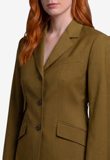 Max Mara Patio Single-Breasted Wool Blazer Green 2621046081600-10204-015