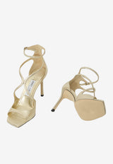 Jimmy Choo Azia 95 Glittered Leather Sandals Platinum AZIA95-DXB-PLATINUM