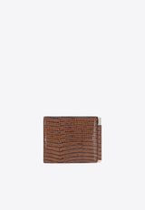 Tom Ford T-Line Reptile Print Leather Wallet with Money Clip Brown Y0231LCL483SEBN_CARAMEL_70014310