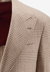 Brunello Cucinelli Prince of Wales Wool Single-Breasted Blazer Camel MV4438BFCHC821_CAMEL_70014651