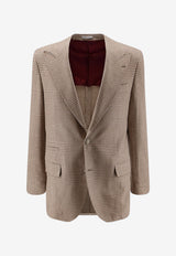 Brunello Cucinelli Prince of Wales Wool Single-Breasted Blazer Camel MV4438BFCHC821_CAMEL_70014651
