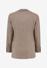 Brunello Cucinelli Prince of Wales Wool Single-Breasted Blazer Camel MV4438BFCHC821_CAMEL_70014651