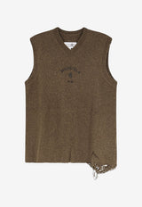 MM6 Maison Margiela Distressed V-neck Top Brown SH0FB0026M13283727S_Khakiblack_70014039