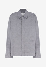 MM6 Maison Margiela Tonal Logo Buttoned Shirt Blue SH0DT0049M36015900_BLACK_70014047