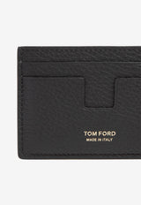 Stamped Logo Grained Leather Cardholder