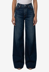 Alaïa Palazzo Washed Jeans Blue AA9P1277D021C--A24