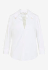 V-neck Poplin Shirt