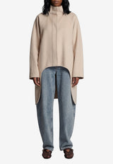 Alaïa Asymmetric Double-Face Cashmere Coat Beige AA9M1207T500D--110
