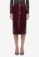 Self-Portrait Faux-Leather Pencil Skirt Bordeaux AW26-080MSK--PU