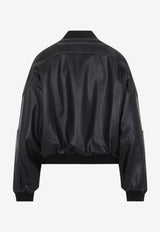 Zip-Up Faux Leather Bomber Jacket