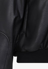 Zip-Up Faux Leather Bomber Jacket