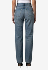 Alaïa Straight-Leg Faded Jeans Blue AA9P1274D023C--A20