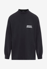 Logo Tape Long-Sleeved Distressed T-shirt