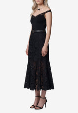 Self-Portrait A-line Lace Midi Skirt Black AW26-049MSK--B