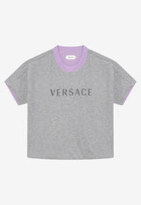 Versace Logo Cropped T-shirt Gray 10260021A18732/T_VERSA-2EZ00