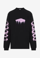 Wet Brush Print Long-Sleeved T-shirt