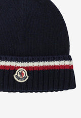 Moncler Kids Babies Classic Ribbed Beanie Blue 3B00001-KM4281745_5c4ca3d8-c6d9-413c-ae84-66232a38898c