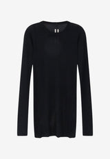 Rick Owens Long-Sleeved T-shirt in Silk-Blend Black RU02F4250RC09_BLACK_70217787