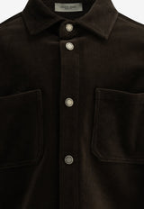 Golden Goose Kids Boys Printed Corduroy Shirt with Elbow Patches Brown GKP02800P00270555817_073c049f-f1c1-45f1-94b1-55e20853546b