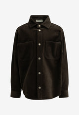 Golden Goose Kids Boys Printed Corduroy Shirt with Elbow Patches Brown GKP02800P00270555817_073c049f-f1c1-45f1-94b1-55e20853546b