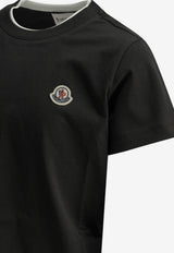 Moncler Kids Boys Logo Patched T-shirt Black 8C00008-K89AFV999_90cecd3c-eab0-4084-b466-bf3daeedb996