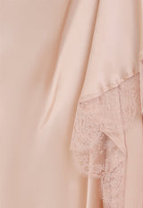 Lace-Trimmed Draped Slip Midi Dress
