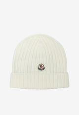 Moncler Kids Boys Wool Knit Beanie White 3B00006-M1131040_4e1137d5-f361-4827-bd0f-89008f352a76
