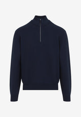 Racing-Stripe Half-Zip Pullover Sweater