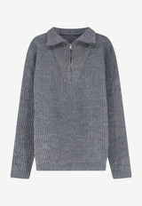 Maison Margiela Ribbed Linen and Wool Sweater Gray S67HL0008M13024853F_BROWN_70014361
