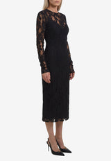 Dolce & Gabbana Semi Sheer Lace Midi Dress Black F618GT-ILMER-N0000
